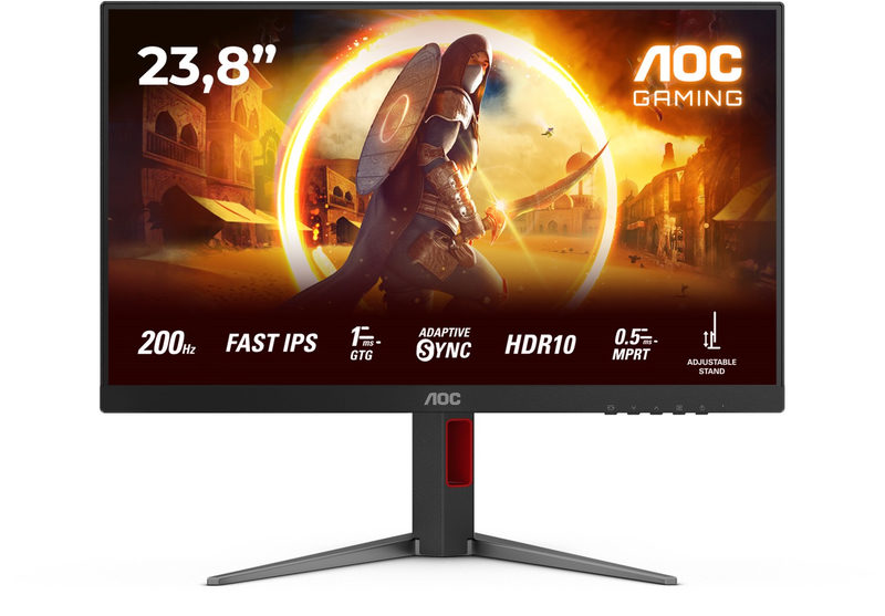 24G4HA 61 cm (24) Gaming Monitor schwarz/rot, Widescreen Full HD (1920x1080), 0,5 ms Reaktionszeit