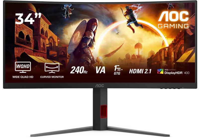 CU34G4Z 86 cm (34) Gaming Monitor schwarz/rot, Ultrawide (3440x1440), 0,3 ms Reaktionszeit, gebogen