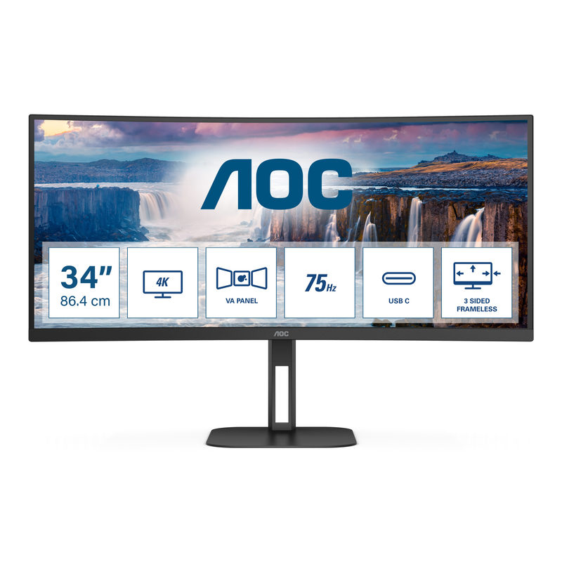 AOC CU34V5C Curved Monitor - WQHD, Höhenverstellung, USB-C, Bild 2