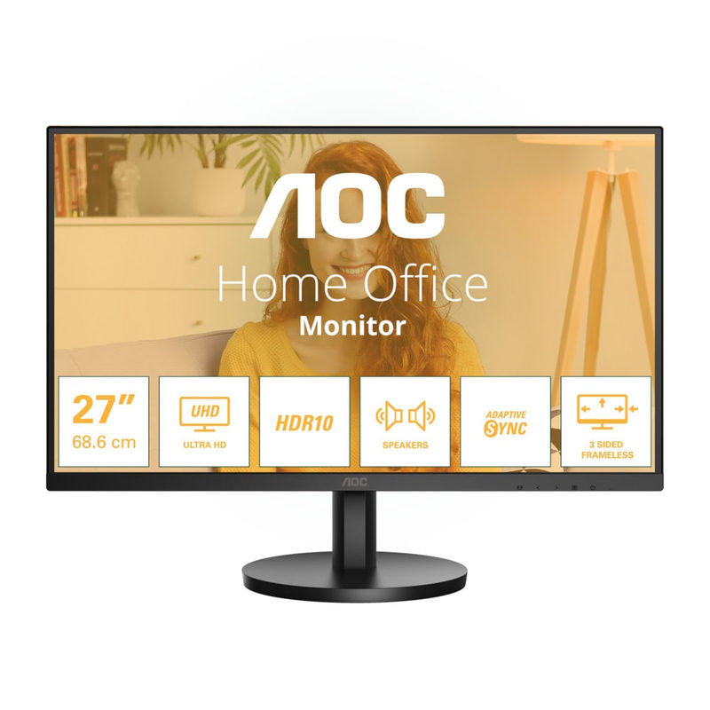 AOC U27B3A 27 4K UHD IPS Monitor 3840x2160 60Hz HDR10 Neigbar Schwarz, Bild 2