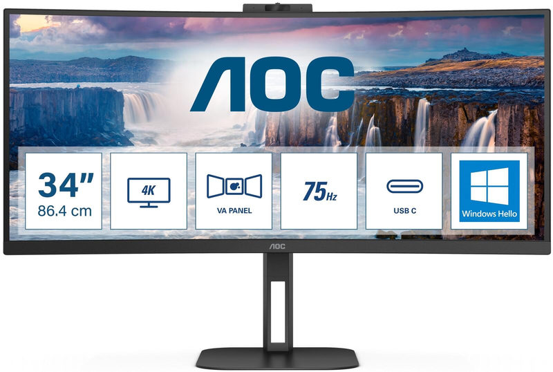 AOC Value-Line CU34V5CW/BK LED-Monitor EEK G (A - G) 86.4 cm (34 Zoll) 3440 x 1440 Pixel 21:9 4 ms H, Bild 4