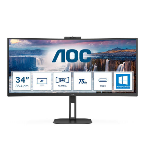 AOC Value-Line CU34V5CW/BK LED-Monitor EEK G (A - G) 86.4 cm (34 Zoll) 3440 x 1440 Pixel 21:9 4 ms H