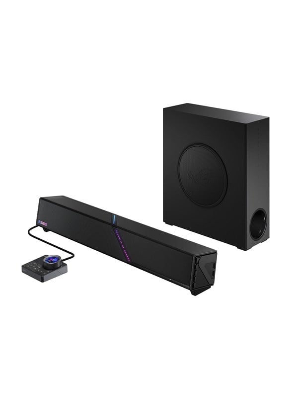 ASUS ROG Gjallar Dolby Atmos Gaming Soundbar mit kabellosem Subwoofer – Premium 2.1.2 Surround-Sound für Gamer