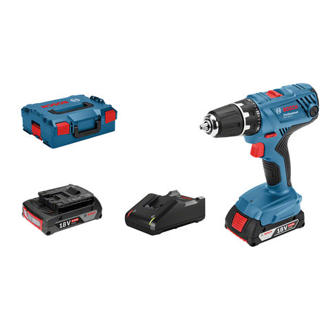 Bosch Professional GSR 18V-21 Akku-Bohrs inkl. L-Boxx + 2 Akkus 2.0Ah