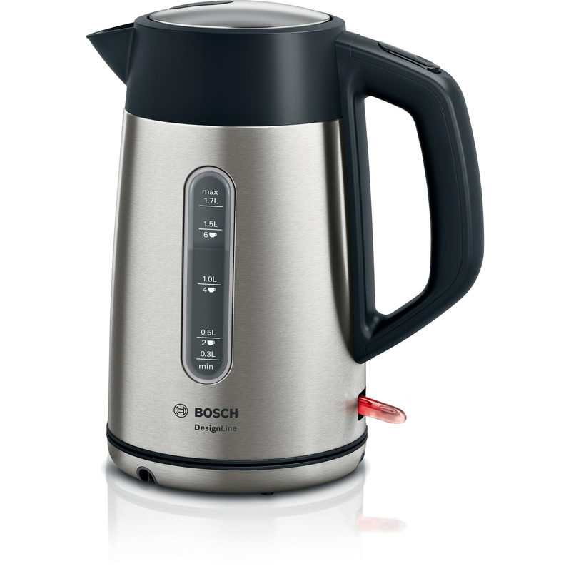Bosch TWK4P440 Wasserkocher, DesignLine, kabellos 1,7 l, 2.400 W, Edelstahl