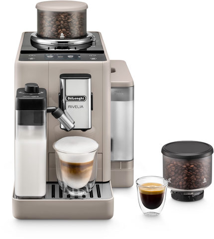 EXAM440.55.BG Rivelia Milk Kaffee-Vollautomat sand beige, Milchbehälter, Latte Macchiato/Cappuccino, 19 bar,