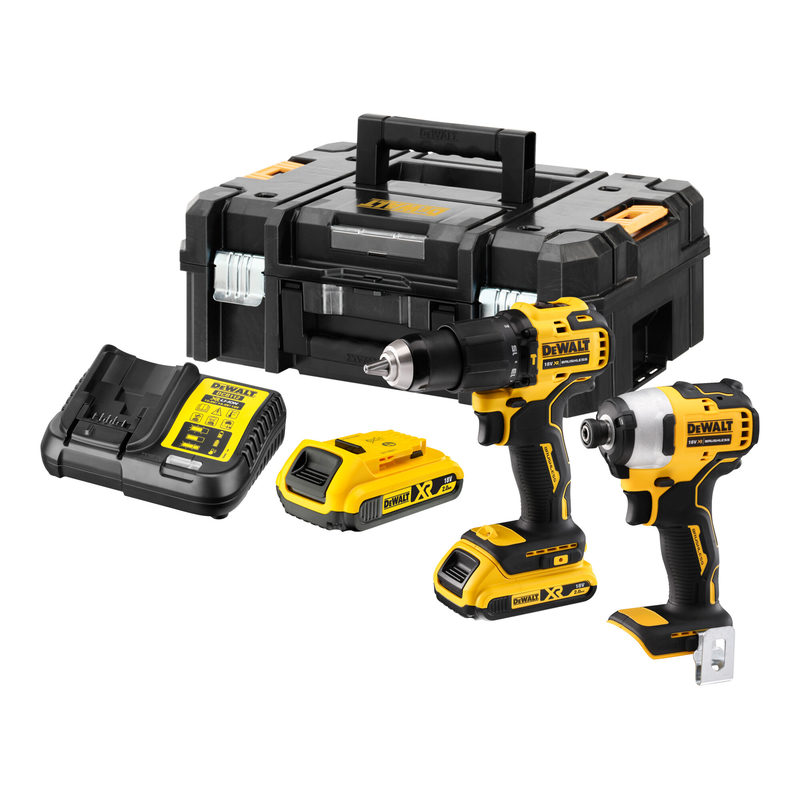 DeWALT DCK2062D2T-QW Werkzeugset Akku-Schlagbohrschrauber, Akku-Schlagschrauber, Akku, Akku-Ladegerät 6teilig
