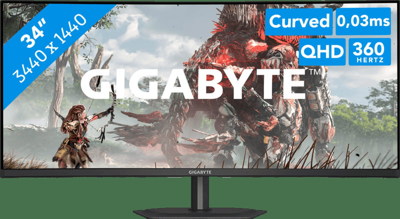 GIGABYTE MO34WQC36 34 Zoll UWQHD QD-OLED Panel 21:9 360 Hz Dual Mode Curved Gaming Monitor