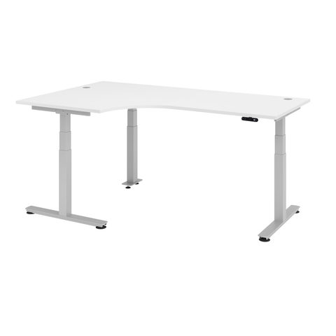 Hammerbacher Büro-Eckschreibtisch, Memory-Schalter, elektrisch höhenverstellbar, BxT 2.000 x 1.200 mm,