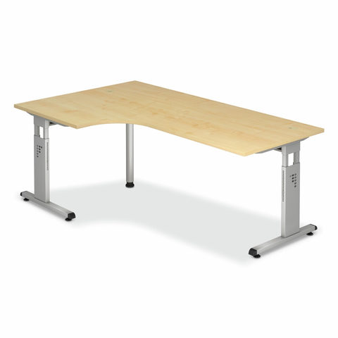 Hammerbacher Schreibtisch Solid, Winkelform 90 °, C-Fuß-Gestell, BxT 2.000 x 1.200 mm, Ahorn