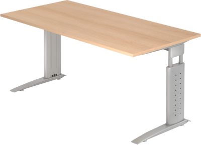 Hammerbacher Schreibtisch U-Serie (Gestellfarbe: Silber|Dekor:, Bild 2