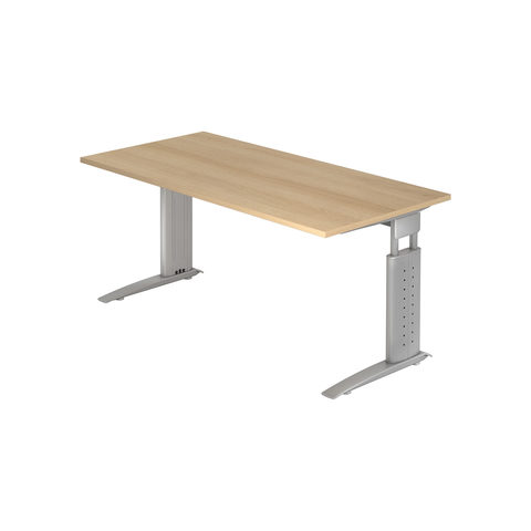 Hammerbacher Schreibtisch U-Serie (Gestellfarbe: Silber|Dekor: