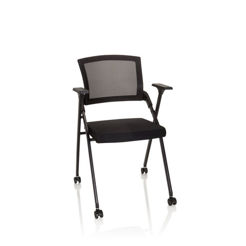 Besucherstuhl / Klappstuhl Priority Ii Netzstoff / Stoff Schwarz Hjh Office