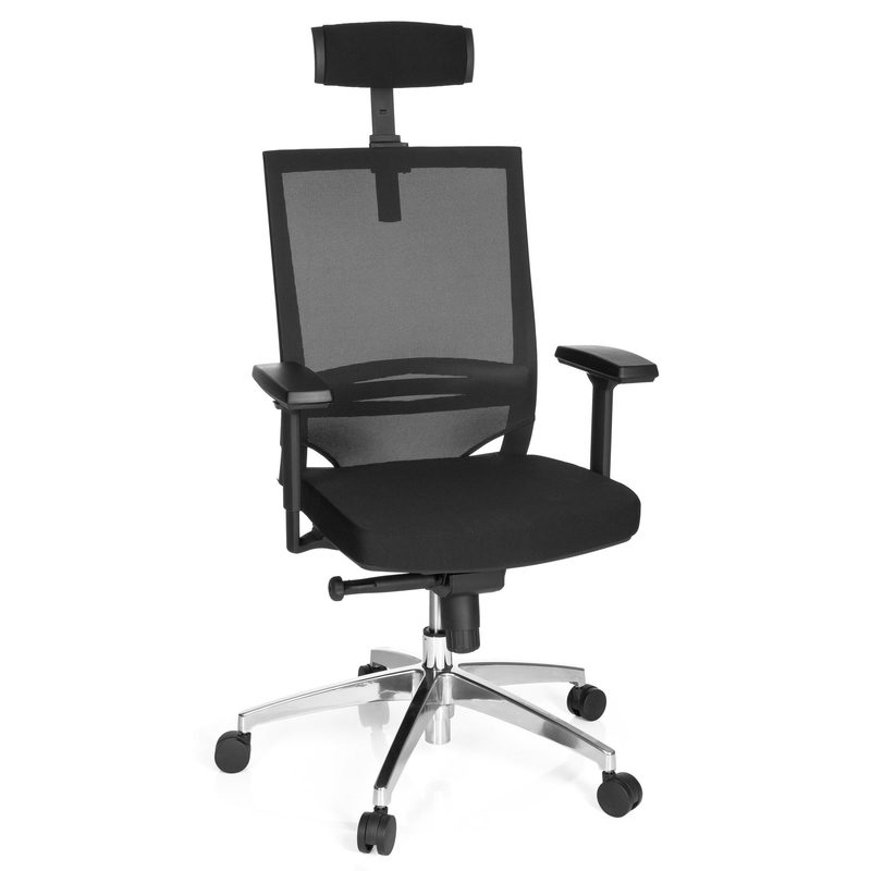 Bürostuhl / Chefsessel Porto Max High Sitz Stoff / Rücken Netz Schwarz Hjh Office