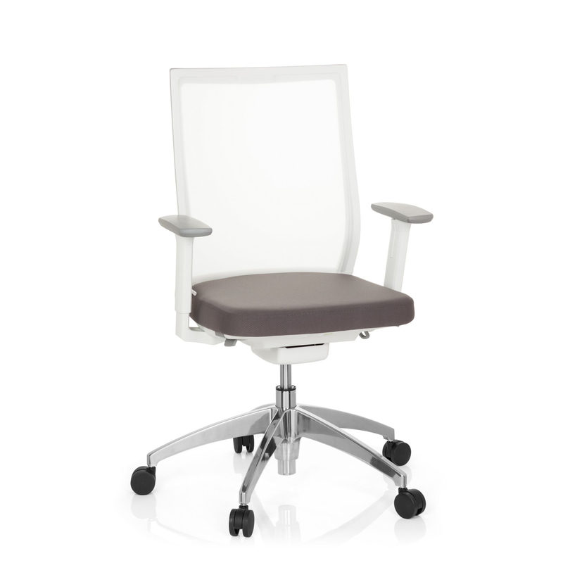 Bürostuhl / Drehstuhl Aspen White Netzstoff Transparent / Sitz Stoff Grau Hjh Office