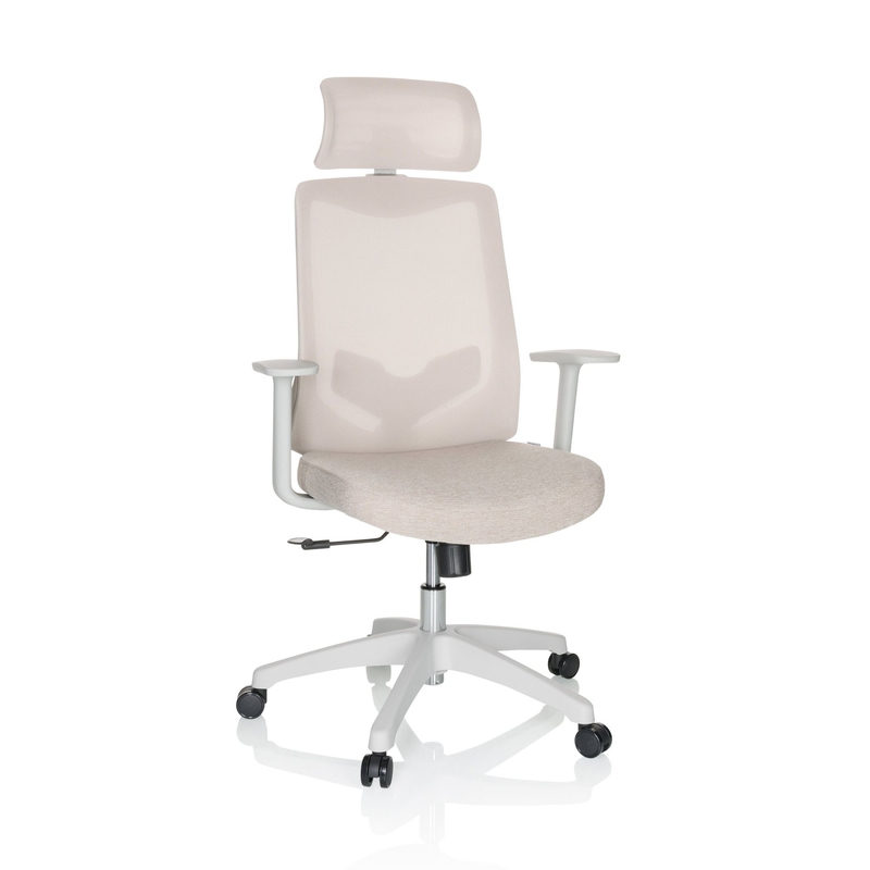 Bürostuhl / Drehstuhl Mikeo W Netzstoff / Stoff Beige Hjh Office