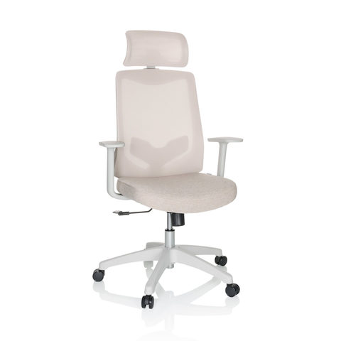 Bürostuhl / Drehstuhl Mikeo W Netzstoff / Stoff Beige Hjh Office