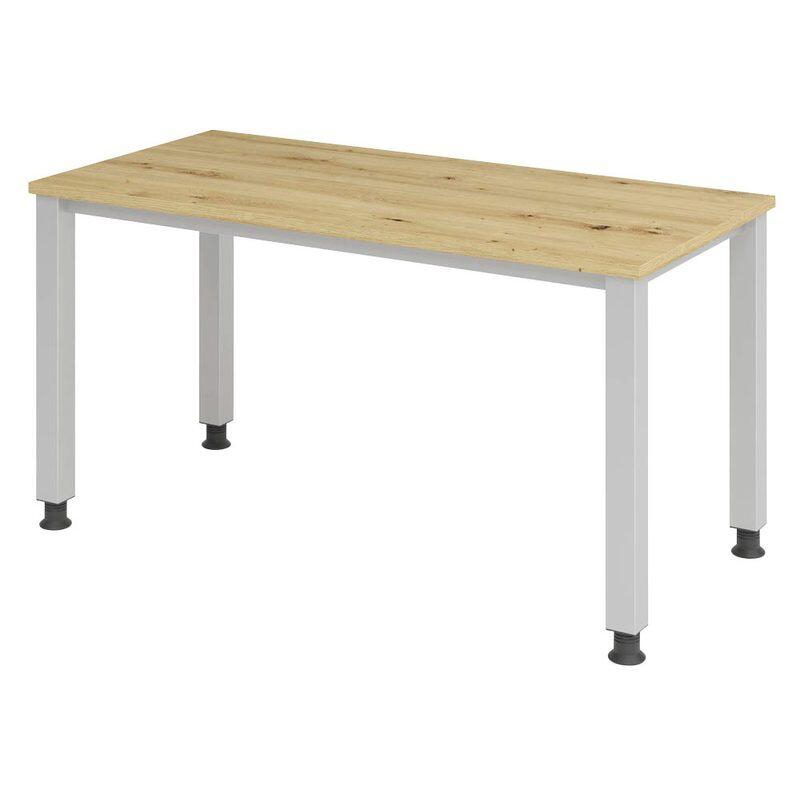 Home Office Tisch, Rechteck, 4-Fuß Quadratrohr, B 1400 x T 672 x H 685-810 mm,