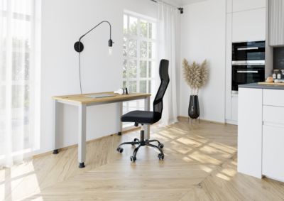 Home Office Tisch, Rechteck, 4-Fuß Quadratrohr, B 1400 x T 672 x H 685-810 mm,, Bild 2