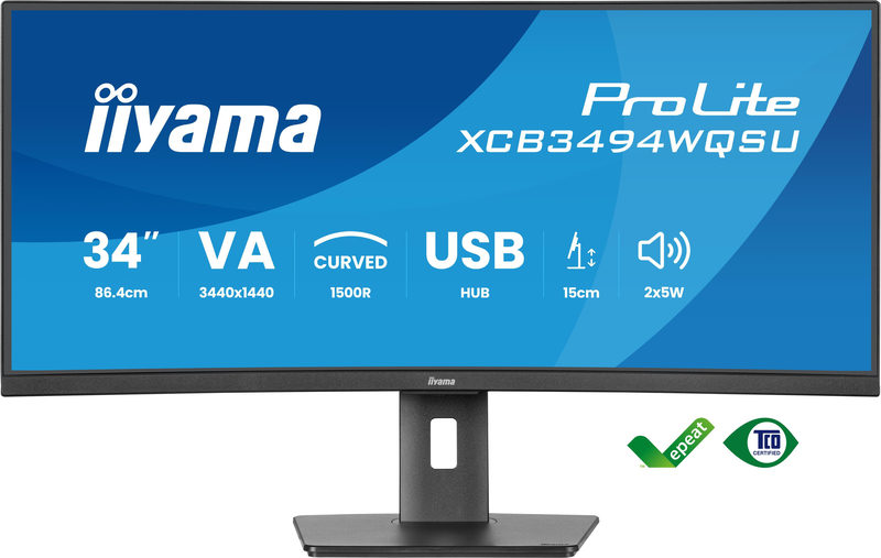 iiyama ProLite XCB3494WQSU-B1 34 Zoll UWQHD Curved VA LED 21:9 120 Hz Office Monitor