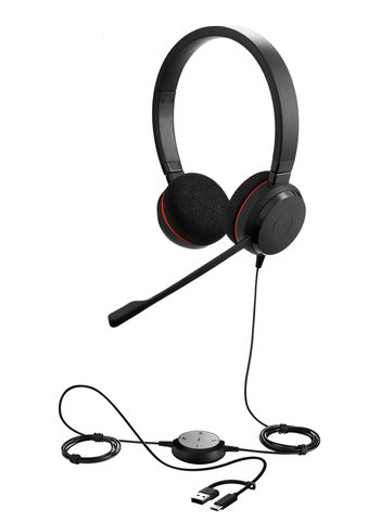 Jabra Evolve 20 SE Headset, Stereo, Kabelgebunden USB-A und -C-Anschluss, MS Teams zertifiziert,