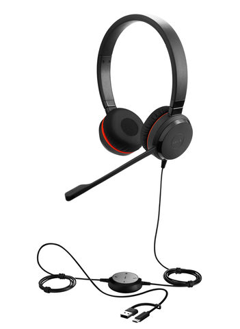 Jabra Evolve 30 II Stereo Headset Schwarz - USB-C/A, MS Teams-Version, Mikrofon mit Geräuschunterdrückung