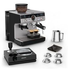 KRUPS Siebträger-Kaffeemaschine Precision+ XP804T, schwarz/silber