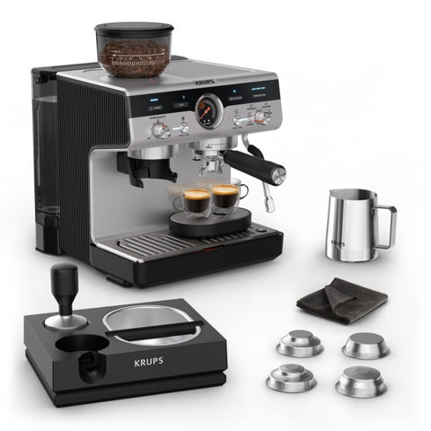 KRUPS Siebträger-Kaffeemaschine Precision+ XP804T, schwarz/silber