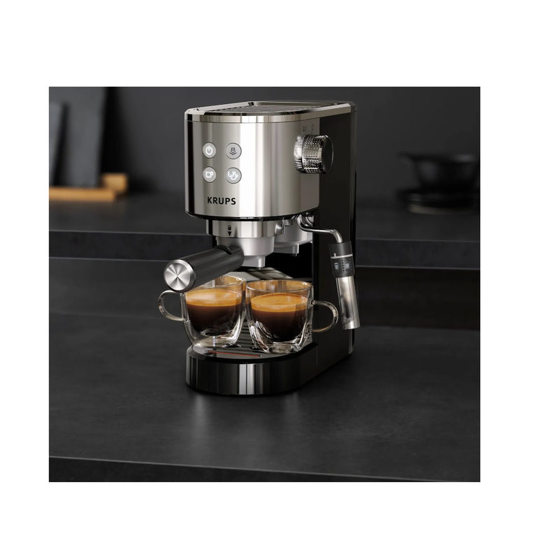 KRUPS Siebträger-Kaffeemaschine Virtuoso+ XP444C, schwarz/silber