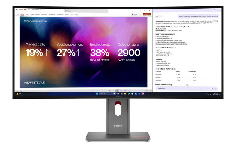 40 Lenovo ThinkVision P40WD-40 - 5120x2160 5K2K - 120Hz - IPS - 140W USB-C - KVM switch, Bild 6