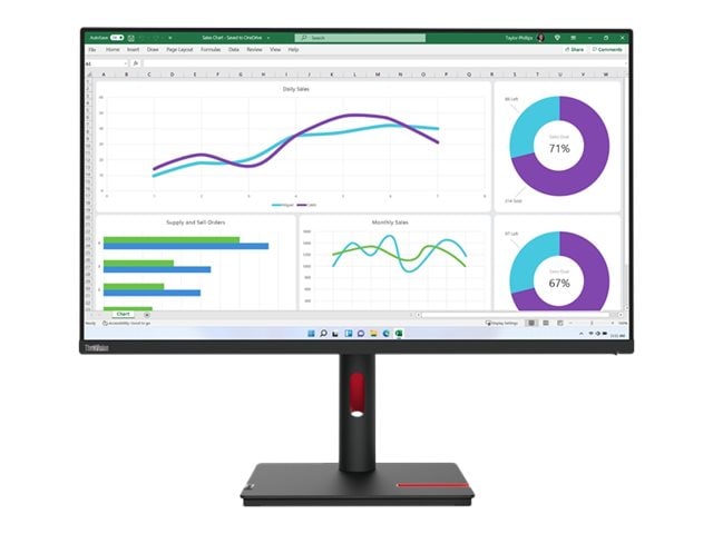 Lenovo ThinkVision T32h-30 80 cm (31.5) 2560 x 1440 Pixel Quad HD LED Schwarz (63D3GAT1EU), Bild 2