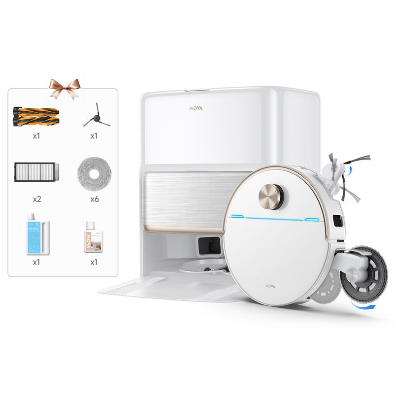 Mova V70 Ultra Complete Saugroboter mit Wischfunktion mit Vollautomatischer Basisstation weiß