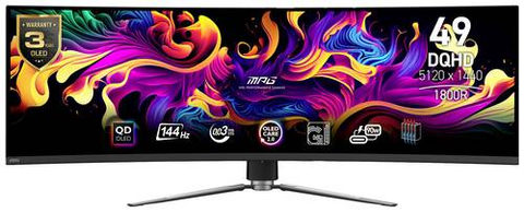 MSI MPG 491CQPDE QD-OLED 49 Zoll DQHD QD-OLED Panel 32:9 144 Hz Curved Gaming Monitor