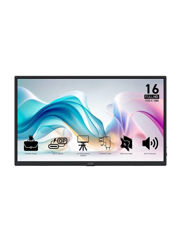 MSI Pro MP165DE E6 15.6 Zoll Full HD IPS Mobiler Monitor 60Hz 16:9 HDMI/2x USB-C mit Kickstand, Bild 4