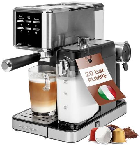 Profi Cook PC-ES-KA 1266 Espressomaschine Edelstahl mit automatischem Milchaufschäumer