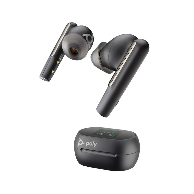 Poly Earbuds Voyager Free 60+ UC, Bluetooth, Noise Cancelling, schwarz, Standard-Etui