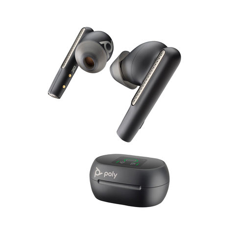 Poly Earbuds Voyager Free 60+ UC, Bluetooth, Noise Cancelling, schwarz, Standard-Etui