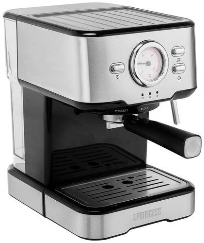 Princess 01.249412.01.001 Kapselmaschine Edelstahl, Schwarz mit Milchaufschäumdüse, mit Druckbrühsystem, mit