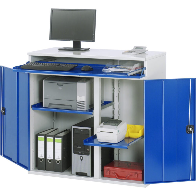 Rau Computerschrank 1100x520x1060mm stationär lichtgrau/enzianblau, Bild 2