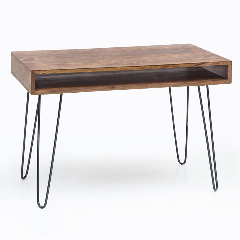 Schreibtisch 110 x 60 cm schwarz/ Sheesham, Bild 2