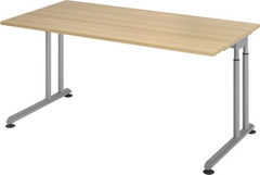 Schreibtisch 160 x 80 cm Eiche/ Silber