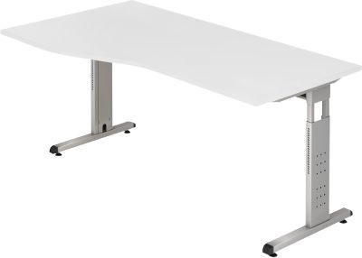 Schreibtisch Freiform ULM, li. od. rechts, B 1800 x T 800/1000 x H 650-850 mm, lichtgrau, Bild 2