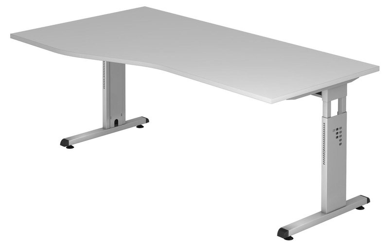 Schreibtisch Freiform ULM, li. od. rechts, B 1800 x T 800/1000 x H 650-850 mm, lichtgrau, Bild 3