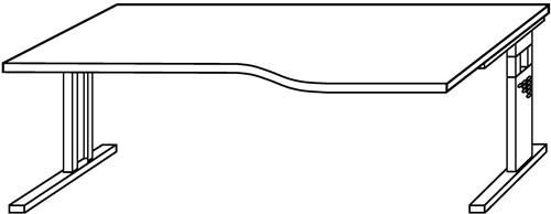 Schreibtisch Freiform ULM, li. od. rechts, B 1800 x T 800/1000 x H 650-850 mm, lichtgrau, Bild 4