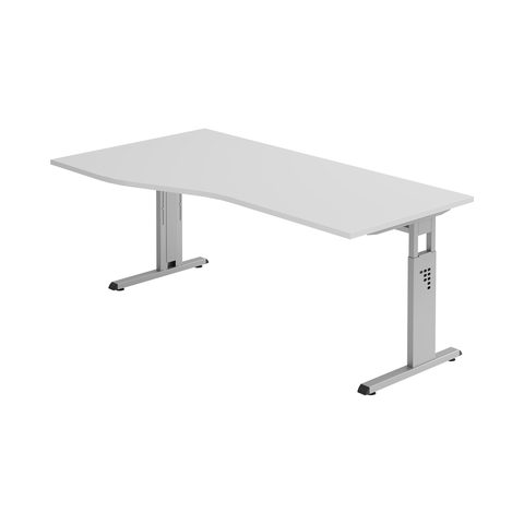Schreibtisch Freiform ULM, li. od. rechts, B 1800 x T 800/1000 x H 650-850 mm, lichtgrau