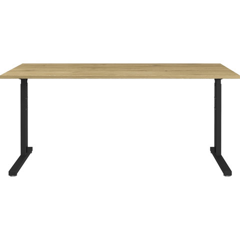 Schreibtisch Profi 2.0, rechteckig, C-Fuß, B 1600 x T 800 x H 700-810 mm, Grandson Eiche/schwarz