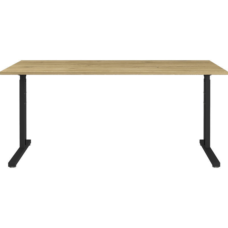 Schreibtisch Profi 2.0, rechteckig, C-Fuß, B 1600 x T 800 x H 700-810 mm, Grandson Eiche/schwarz