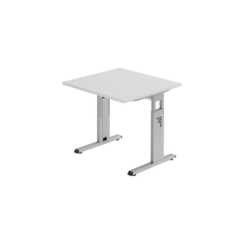Schreibtisch ULM, C-Fuß, Rechteck, B 800 x T 800 x H 650-850 mm, lichtgrau