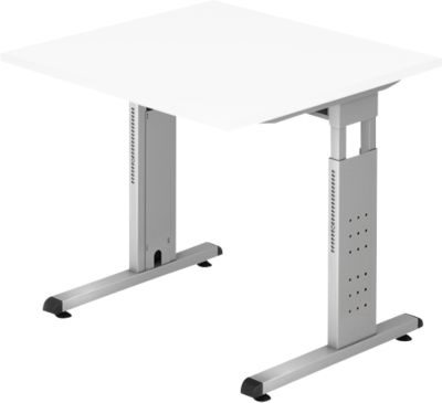 Schreibtisch ULM, C-Fuß, Rechteck, B 800 x T 800 x H 650-850 mm, weiß, Bild 2