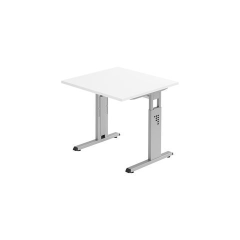 Schreibtisch ULM, C-Fuß, Rechteck, B 800 x T 800 x H 650-850 mm, weiß